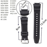 Rubber Strap for Casio AE-1000w AQ-S810W SGW-400H / SGW-300H Silicone Watchband Pin Buckle Strap Watch Wrist Bracelet Black