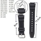 Rubber Strap for Casio AE-1000w AQ-S810W SGW-400H / SGW-300H Silicone Watchband Pin Buckle Strap Watch Wrist Bracelet Black